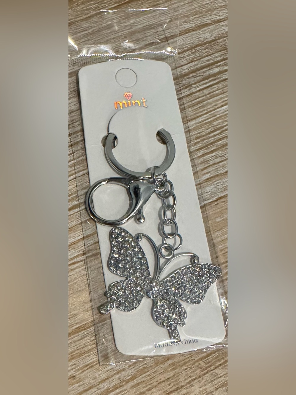 Silver Tone Butterfly Keychain or Bag Charm